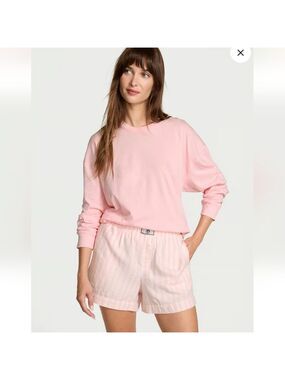 New Flannel Long-Sleeve Short Tee-Jama Set XL